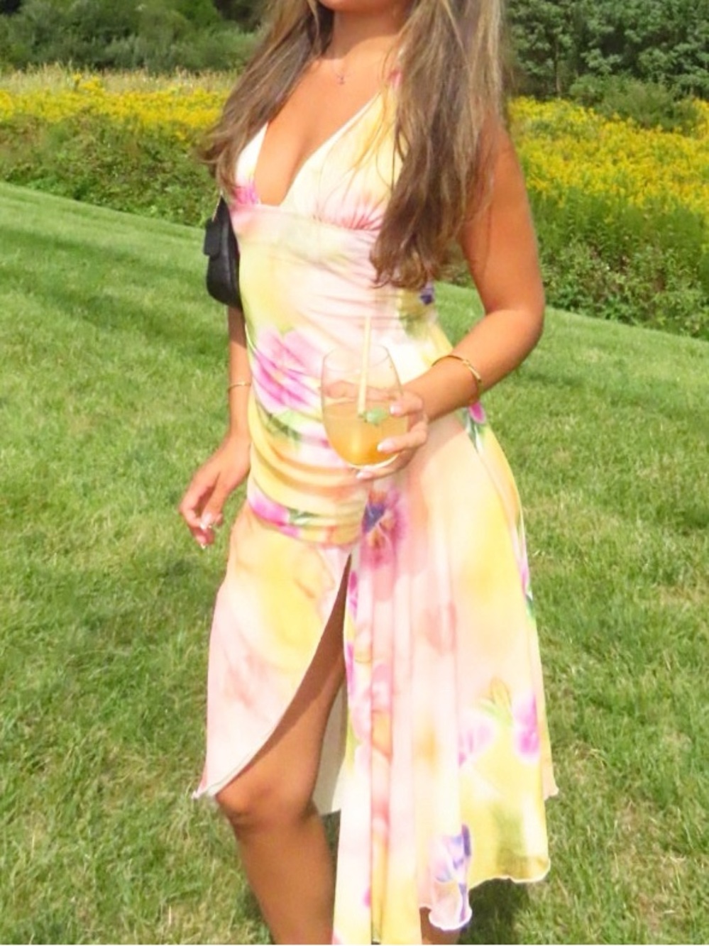 Peppermayo Yellow Floral V-Neck Wrap Dress